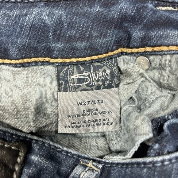 Silver Jeans Womens 27 Aiko Boot Cut Dark Wash Big Stitch Denim Concert Party - Picture 4 of 6